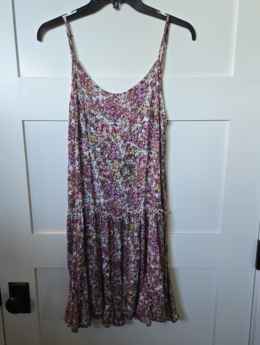 Wild fable Pink & Green Floral Midi Sundress Criss Cross Back Spaghetti Straps M